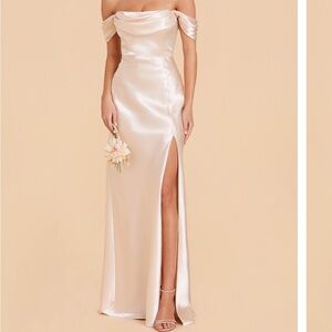 Elegant Champagne Off-Shoulder Dress